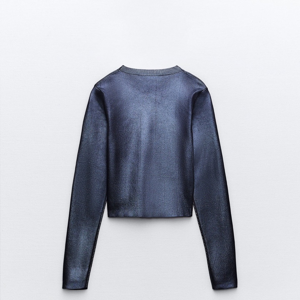 ZARA FOIL KNIT CROP TOP - Picture 6 of 8